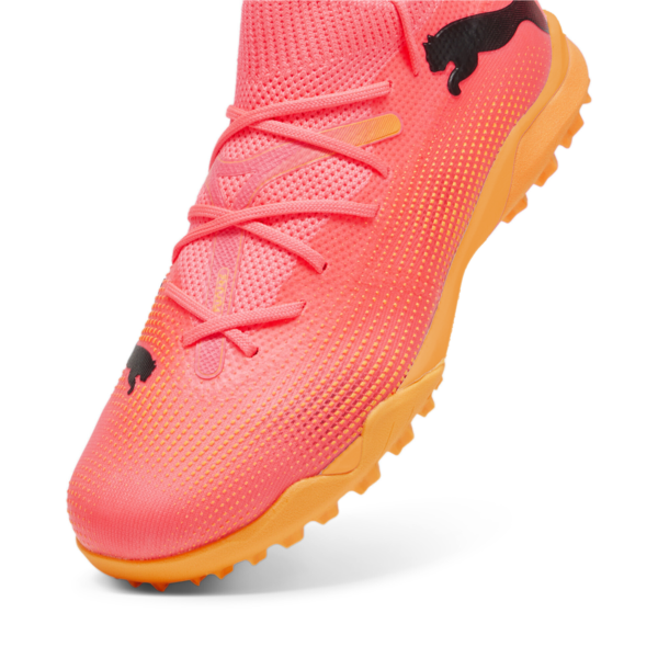 Botines de fútbol juveniles de corte medio FUTURE 7 MATCH NJR FG/AG, Sunset Glow-PUMA Black-Sun Stream, large-ARG