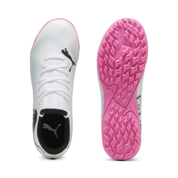 Botines de fútbol juveniles FUTURE 7 PLAY TT, PUMA White-PUMA Black-Poison Pink, large-ARG