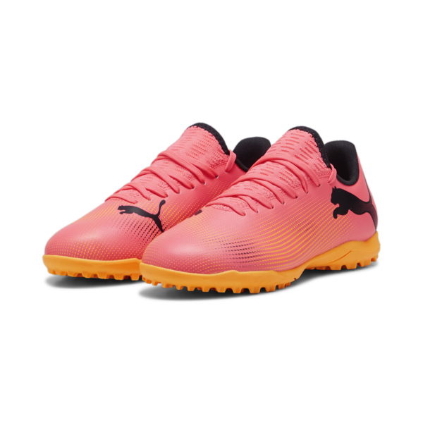 Botines de fútbol juveniles FUTURE 7 PLAY TT, Sunset Glow-PUMA Black-Sun Stream, large-ARG