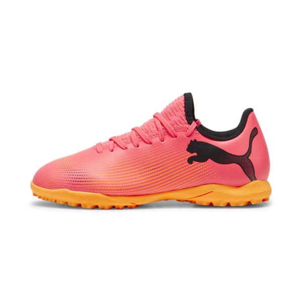 Botines de fútbol juveniles FUTURE 7 PLAY TT, Sunset Glow-PUMA Black-Sun Stream, large-ARG