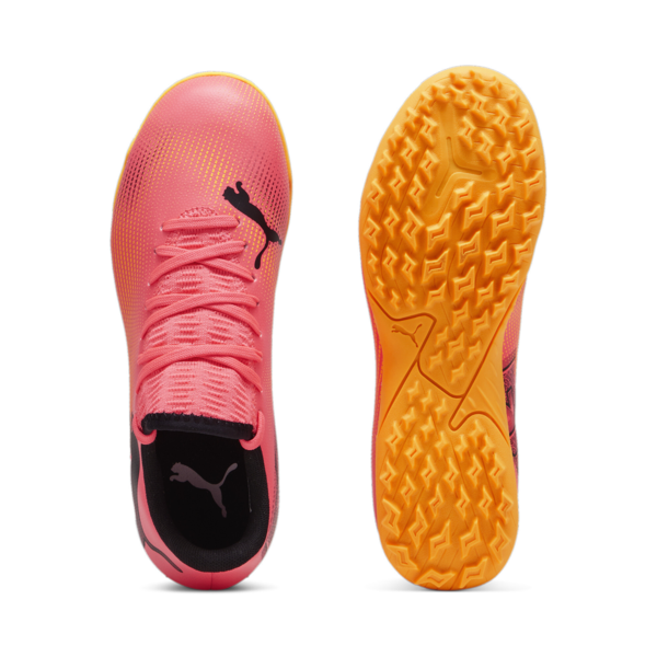 Botines de fútbol juveniles FUTURE 7 PLAY TT, Sunset Glow-PUMA Black-Sun Stream, large-ARG