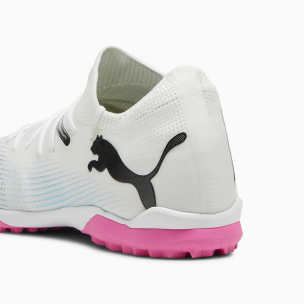Botines de fútbol FUTURE 7 MATCH TT para mujer, PUMA White-PUMA Black-Poison Pink-Bright Aqua-Silver Mist, large-ARG