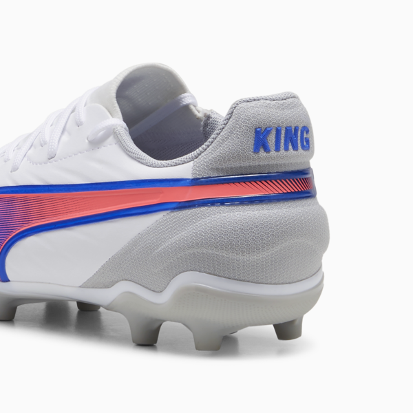 KING MATCH FG/AG Football Boots Youth, PUMA White-Bluemazing-Flat Light Gray, large-ZAF