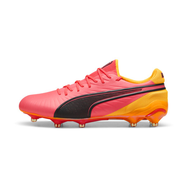 PUMA KING ULTIMATE TRICK Firm Ground/Artificial Ground Men's Soccer Cleats Shoes in Sun Stream/Black/Sunset Glow - 108068_01