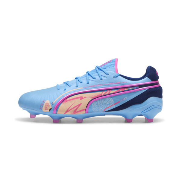 PUMA KING ULTIMATE VOLUME UP Firm Ground/Artificial Ground Men's Soccer Cleats Shoes in Luminous Blue/Poison Pink/Blazing Blue - 108069_01