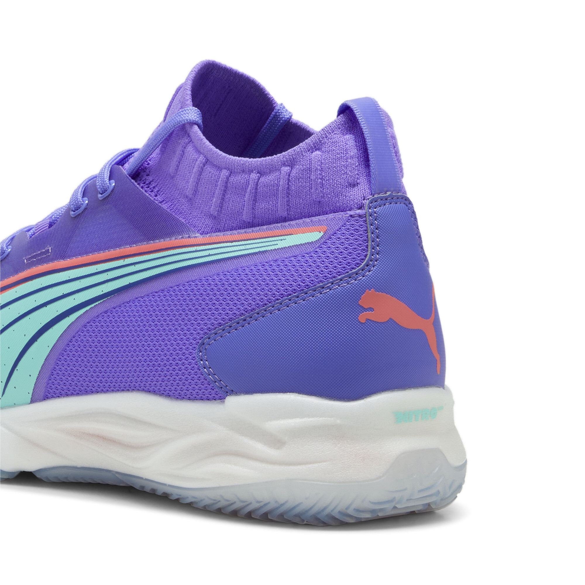 Puma Eliminate NITRO™ SQD FASTER. TOGETHER. Indoor Shoes, Purple, Size 39, Shoes