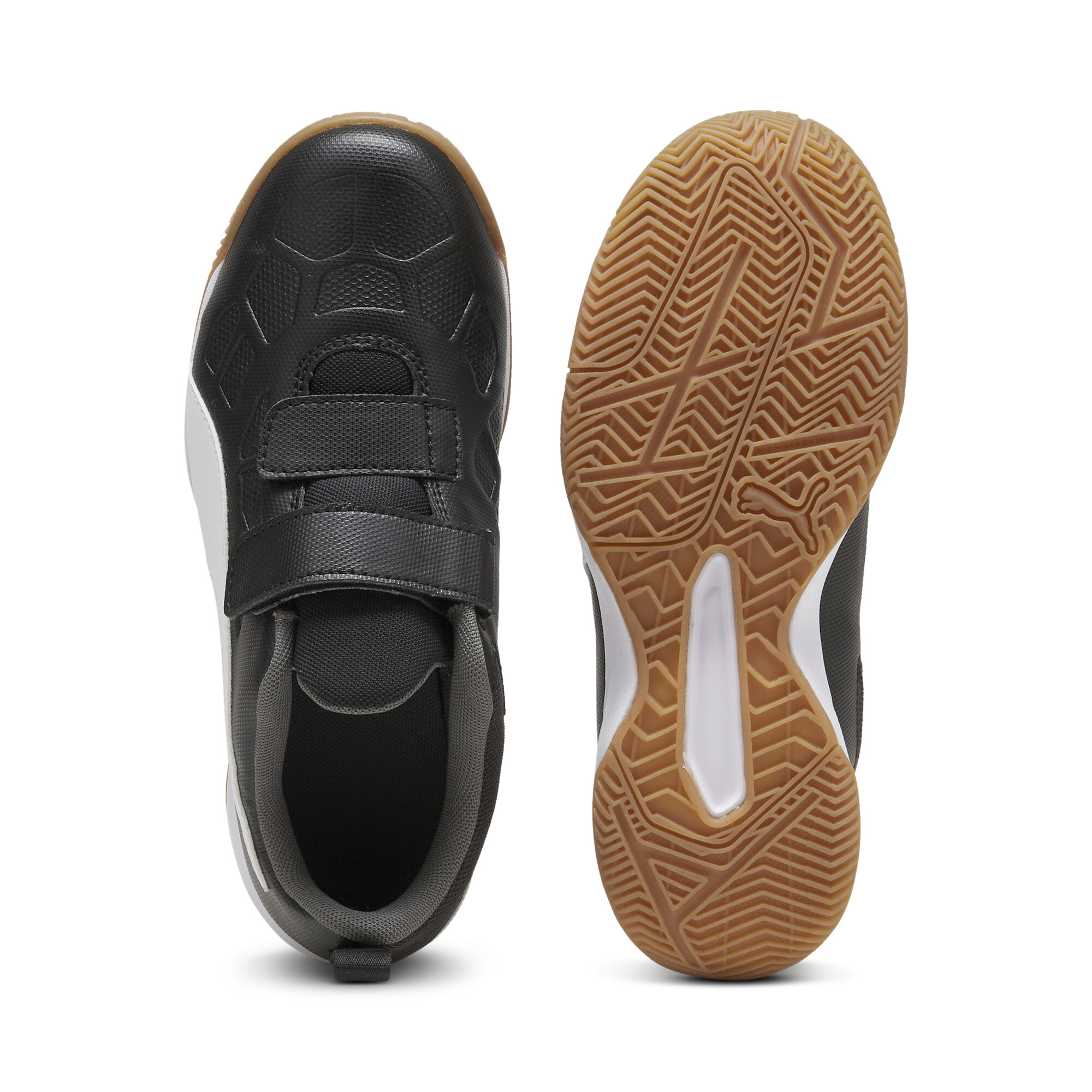 PUMA Tenaz V zaalschoenen, Zwart/Grijs/Wit, Maat 32,5 thumbnail 4