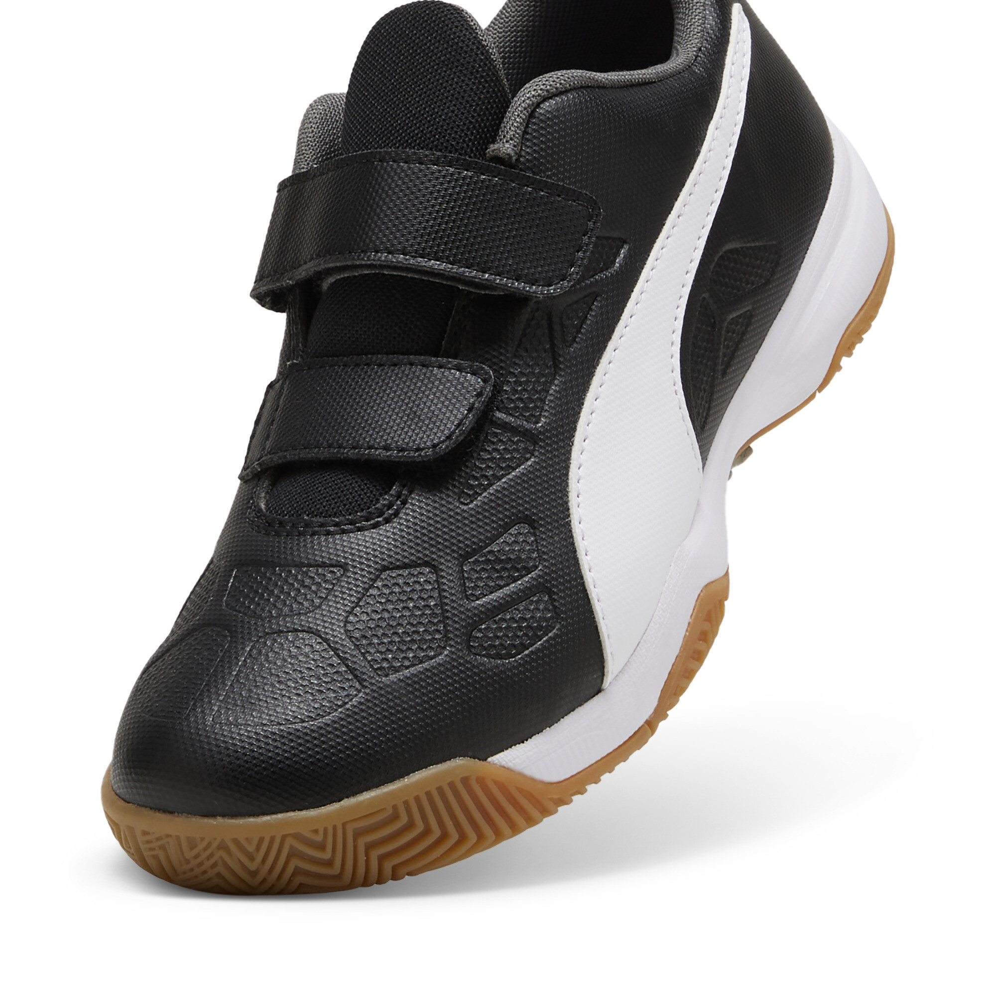 PUMA Tenaz V zaalschoenen, Zwart/Grijs/Wit, Maat 32,5 thumbnail 2