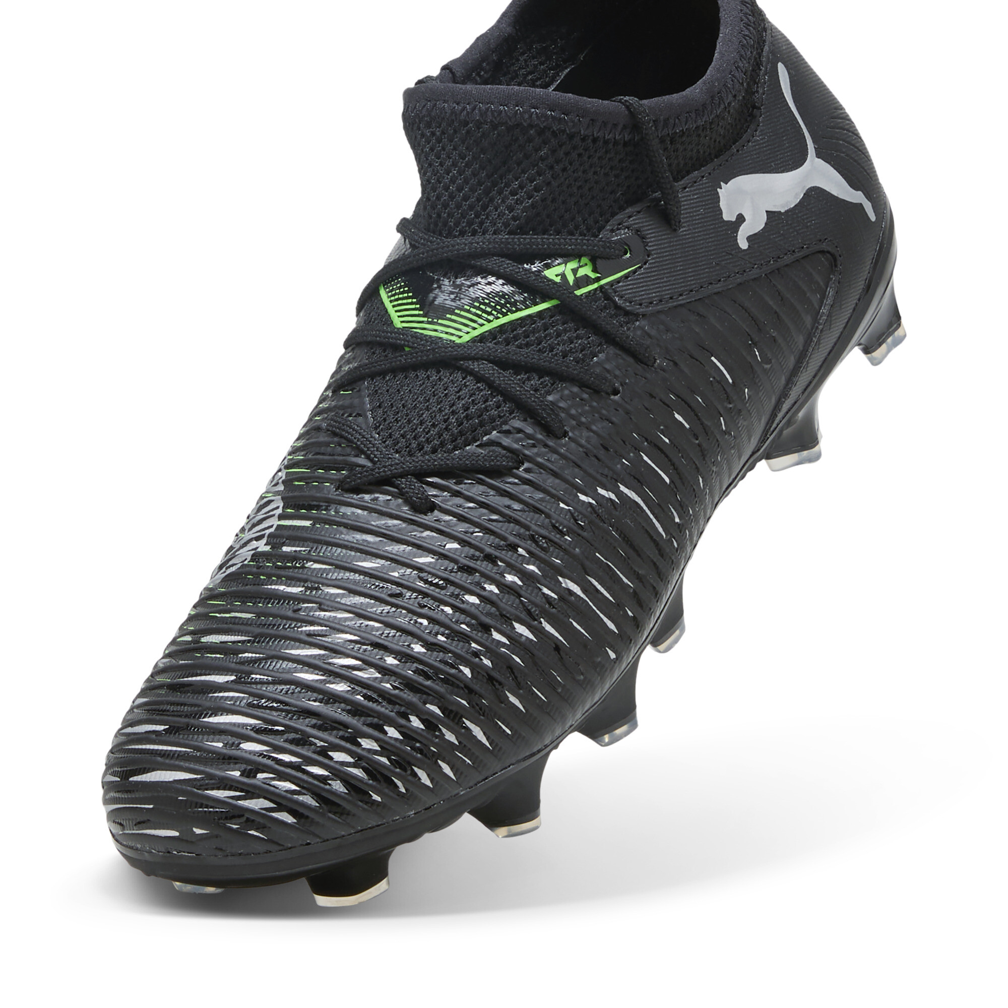 PUMA FUTURE 8 MATCH FG/AG Jr Unisex Sportschoenen - PUMA Black-Cool Light Gray-Fluo Green