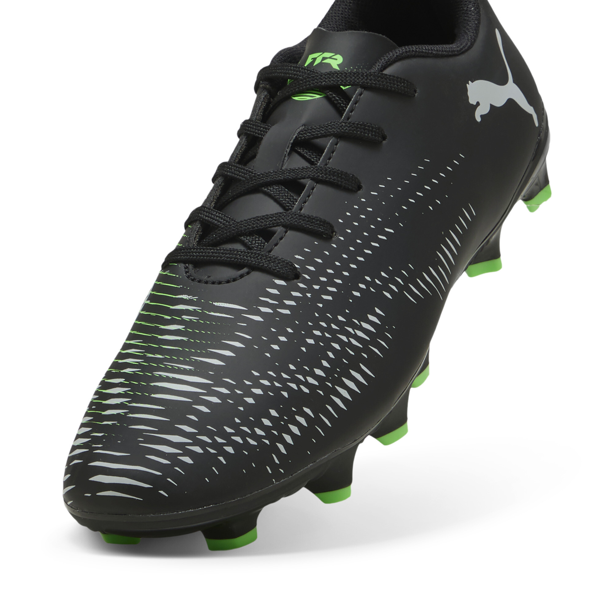 PUMA FUTURE 8 PLAY FG/AG Jr Unisex Sportschoenen - PUMA Black-Cool Light Gray-Fluo Green