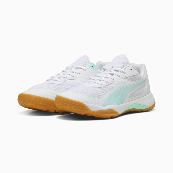 Solarflash III W+ Indoor Sports Shoes Women, PUMA White-Electric Peppermint, large-ZAF