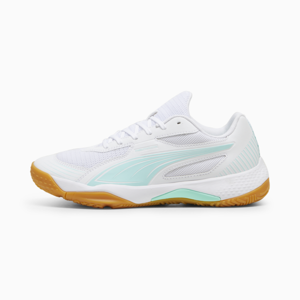 Solarflash III W+ Indoor Sports Shoes Women, PUMA White-Electric Peppermint, large-ZAF