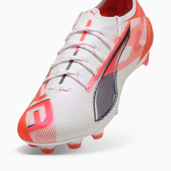 Botines de fútbol ULTRA 5 ULTIMATE FG para mujer, PUMA White-PUMA Black-Glowing Red, large-ARG