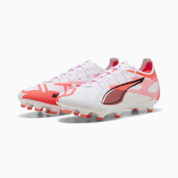 Botines de fútbol ULTRA 5 PRO FG/AG, PUMA White-PUMA Black-Glowing Red, large-ARG