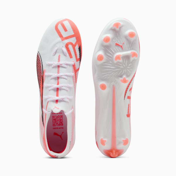 Botines de fútbol ULTRA 5 PRO FG/AG, PUMA White-PUMA Black-Glowing Red, large-ARG