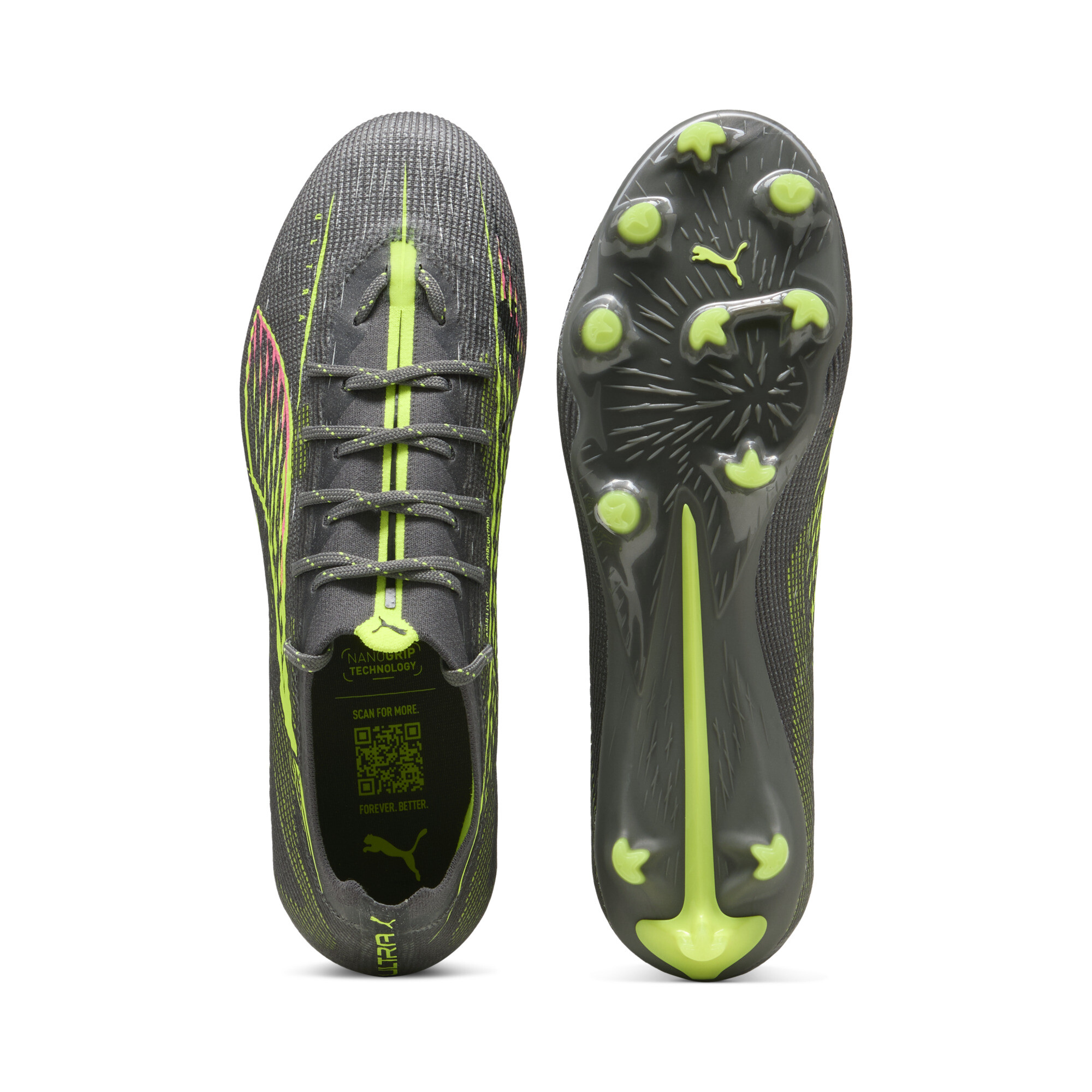 PUMA ULTRA 5 PRO FG/AG voetbalschoenen, Geel/Zilver, Maat 42 thumbnail 4