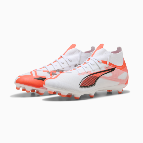 Tacos de fútbol ULTRA 5 MATCH FG/AG, PUMA White-PUMA Black-Glowing Red, large-MEX