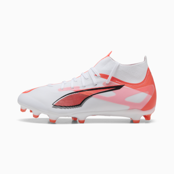 Tacos de fútbol ULTRA 5 MATCH FG/AG, PUMA White-PUMA Black-Glowing Red, large-MEX