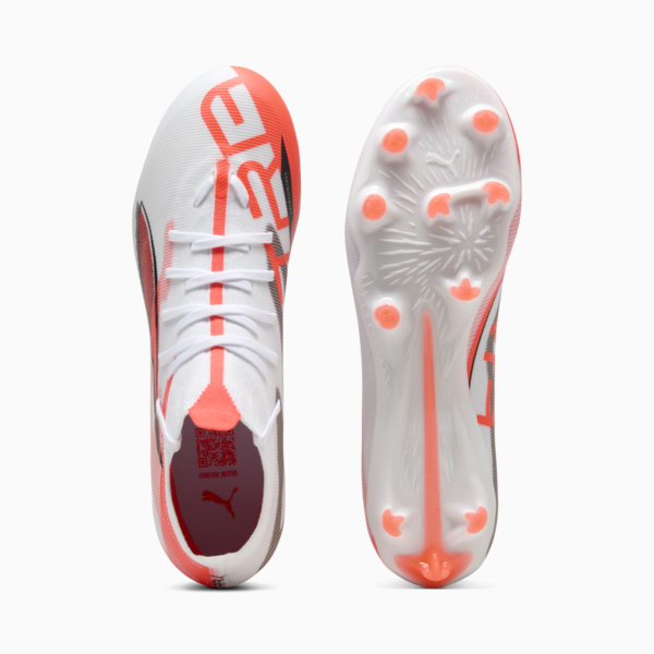 Tacos de fútbol ULTRA 5 MATCH FG/AG, PUMA White-PUMA Black-Glowing Red, large-MEX