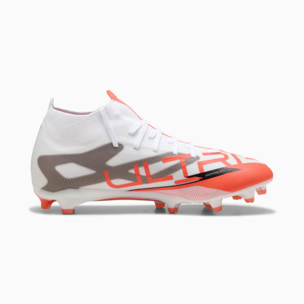 Tacos de fútbol ULTRA 5 MATCH FG/AG, PUMA White-PUMA Black-Glowing Red, large-MEX