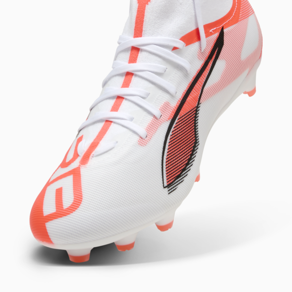 Tacos de fútbol ULTRA 5 MATCH FG/AG, PUMA White-PUMA Black-Glowing Red, large-MEX