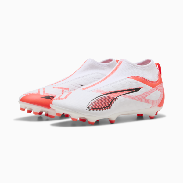 Tacos de fútbol ULTRA 5 MATCH+ FG/AG para adolescentes, PUMA White-PUMA Black-Glowing Red, large-MEX