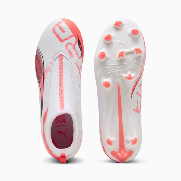 Tacos de fútbol ULTRA 5 MATCH+ FG/AG para adolescentes, PUMA White-PUMA Black-Glowing Red, large-MEX