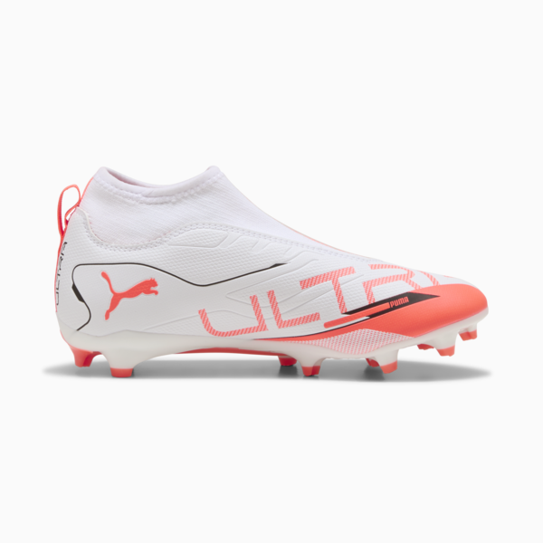 Tacos de fútbol ULTRA 5 MATCH+ FG/AG para adolescentes, PUMA White-PUMA Black-Glowing Red, large-MEX
