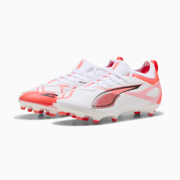 Tacos de fútbol ULTRA 5 MATCH FG/AG, PUMA White-PUMA Black-Glowing Red, large-MEX