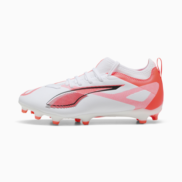 Tacos de fútbol ULTRA 5 MATCH FG/AG, PUMA White-PUMA Black-Glowing Red, large-MEX