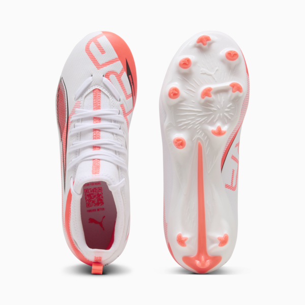 Tacos de fútbol ULTRA 5 MATCH FG/AG, PUMA White-PUMA Black-Glowing Red, large-MEX