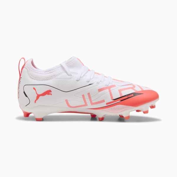 Tacos de fútbol ULTRA 5 MATCH FG/AG, PUMA White-PUMA Black-Glowing Red, large-MEX