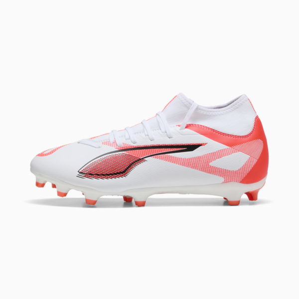 Tacos de fútbol ULTRA 5 PLAY+ FG/AG, PUMA White-PUMA Black-Glowing Red, large-MEX