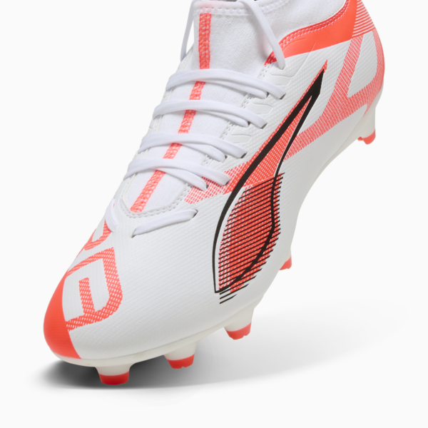 Tacos de fútbol ULTRA 5 PLAY+ FG/AG, PUMA White-PUMA Black-Glowing Red, large-MEX