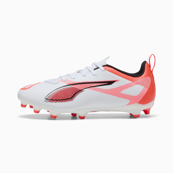 Tacos de fútbol ULTRA 5 PLAY FG/AG para adolescentes, PUMA White-PUMA Black-Glowing Red, large-MEX