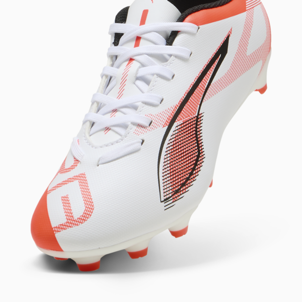Tacos de fútbol ULTRA 5 PLAY FG/AG para adolescentes, PUMA White-PUMA Black-Glowing Red, large-MEX