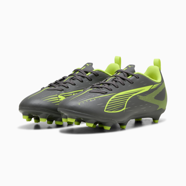 Tacos de fútbol ULTRA 5 PLAY FG/AG para adolescentes, Matte Aged Silver-Yellow Alert-Puma Aged Silver, large-MEX
