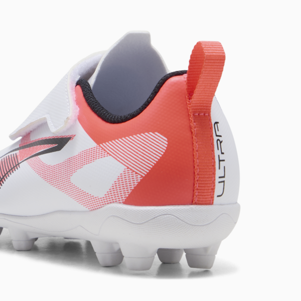 ULTRA 5 PLAY V FG/AG RB Football Boots Youth, PUMA White-PUMA Black-Glowing Red, large-MEX