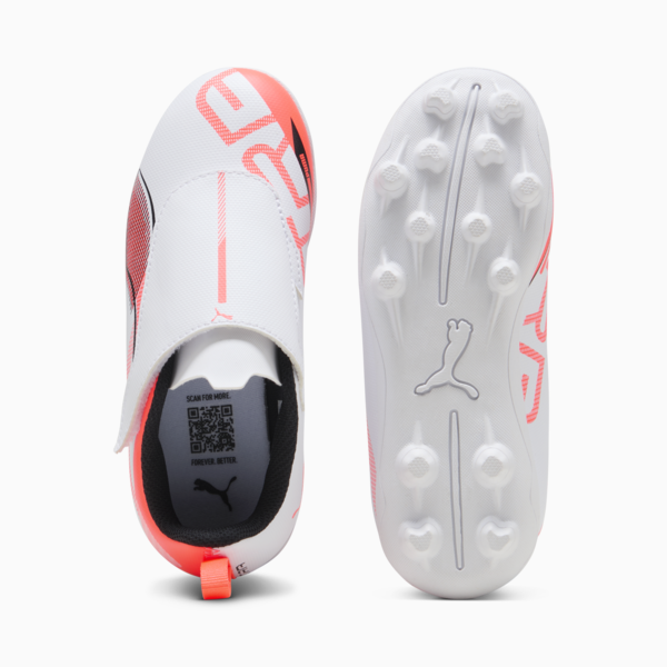ULTRA 5 PLAY V FG/AG RB Football Boots Youth, PUMA White-PUMA Black-Glowing Red, large-MEX