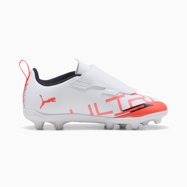 ULTRA 5 PLAY V FG/AG RB Football Boots Youth, PUMA White-PUMA Black-Glowing Red, large-MEX