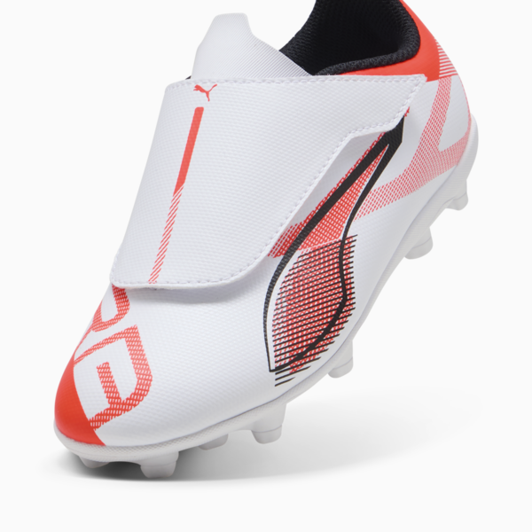 ULTRA 5 PLAY V FG/AG RB Football Boots Youth, PUMA White-PUMA Black-Glowing Red, large-MEX