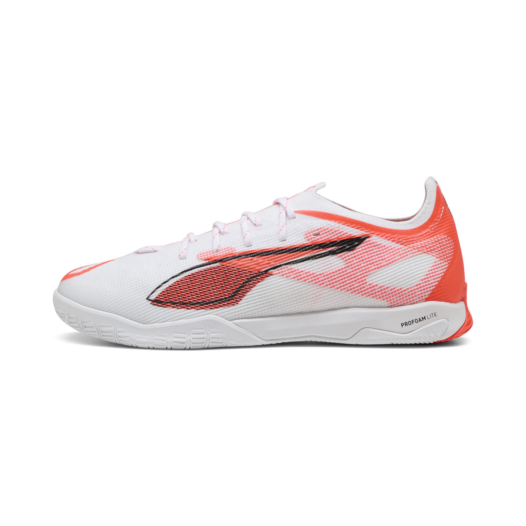 Puma ULTRA 5 PRO COURT Fußballschuhe | White/Black/Glowing Red | Größe: 42