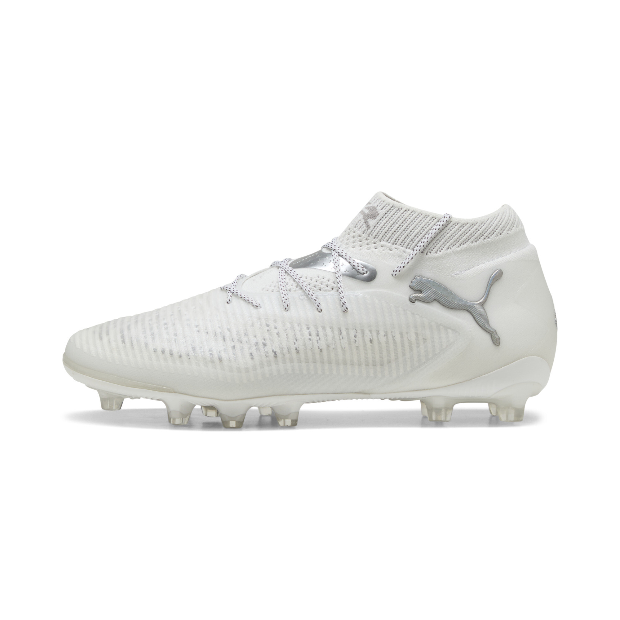 Puma FUTURE 8 ULTIMATE AG Fußballschuhe | White/Matte Silver | Größe: 42.5