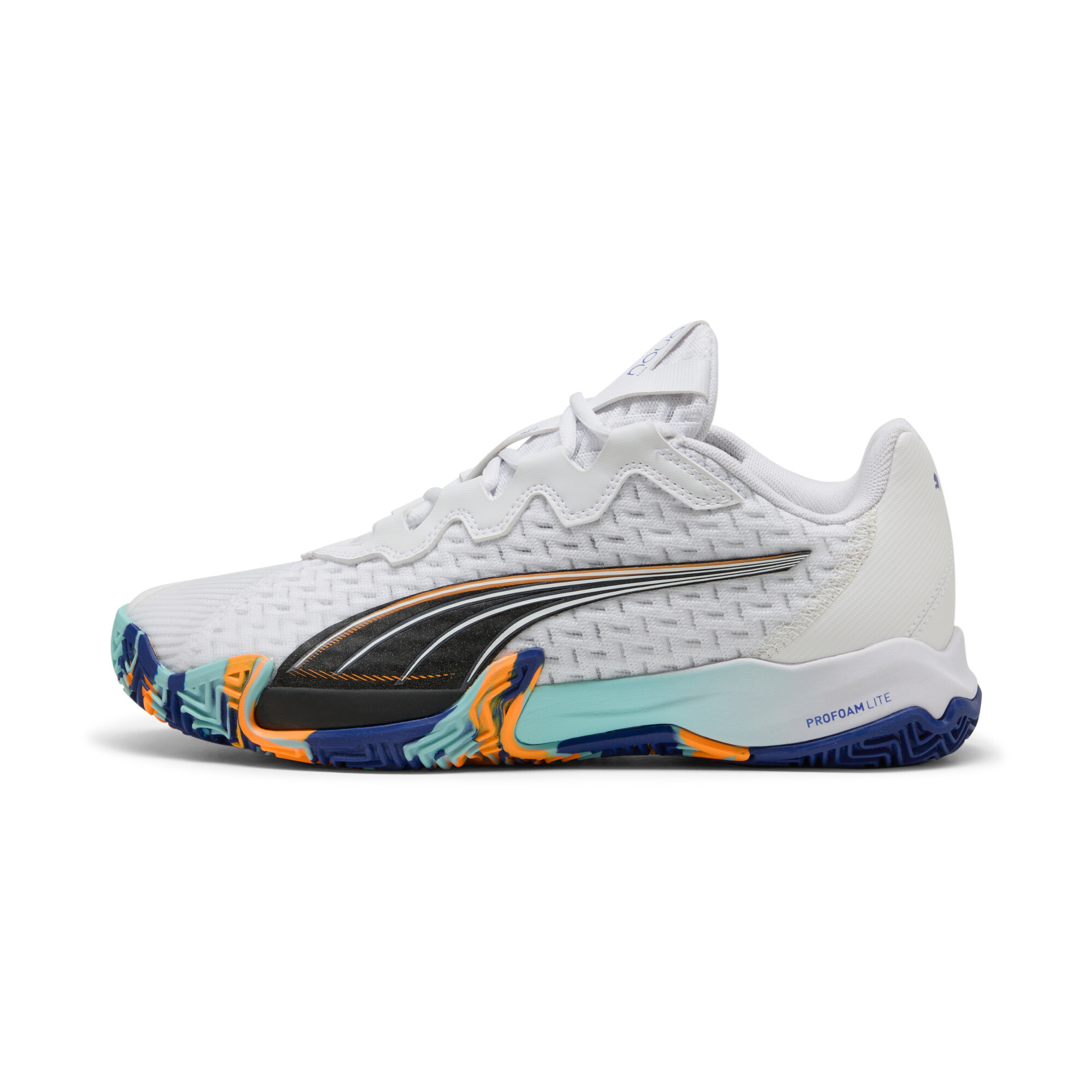 Puma NOVA ELITE Padelschuhe Erwachsene | Mit Colorful | White/Black/Vivid Blue | Größe: 46