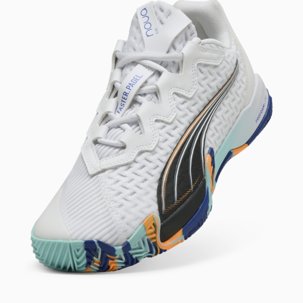 Zapatillas de pádel NOVA ELITE, PUMA White-PUMA Black-Vivid Blue-Heat Fire, large-ARG