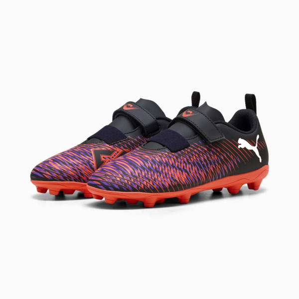 Tacos de fútbol FUTURE 8 PLAY FG/AG RB para niños, PUMA Black-PUMA White-Glowing Red, large-MEX