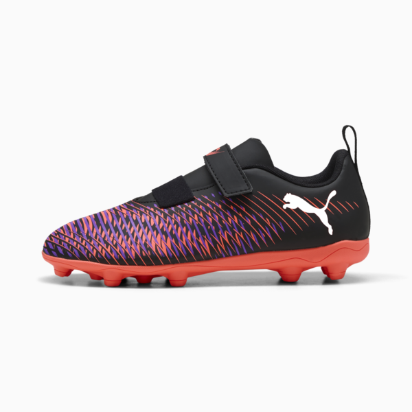 Tacos de fútbol FUTURE 8 PLAY FG/AG RB para niños, PUMA Black-PUMA White-Glowing Red, large-MEX