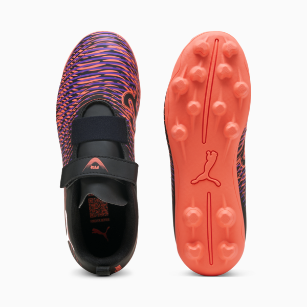 Tacos de fútbol FUTURE 8 PLAY FG/AG RB para niños, PUMA Black-PUMA White-Glowing Red, large-MEX