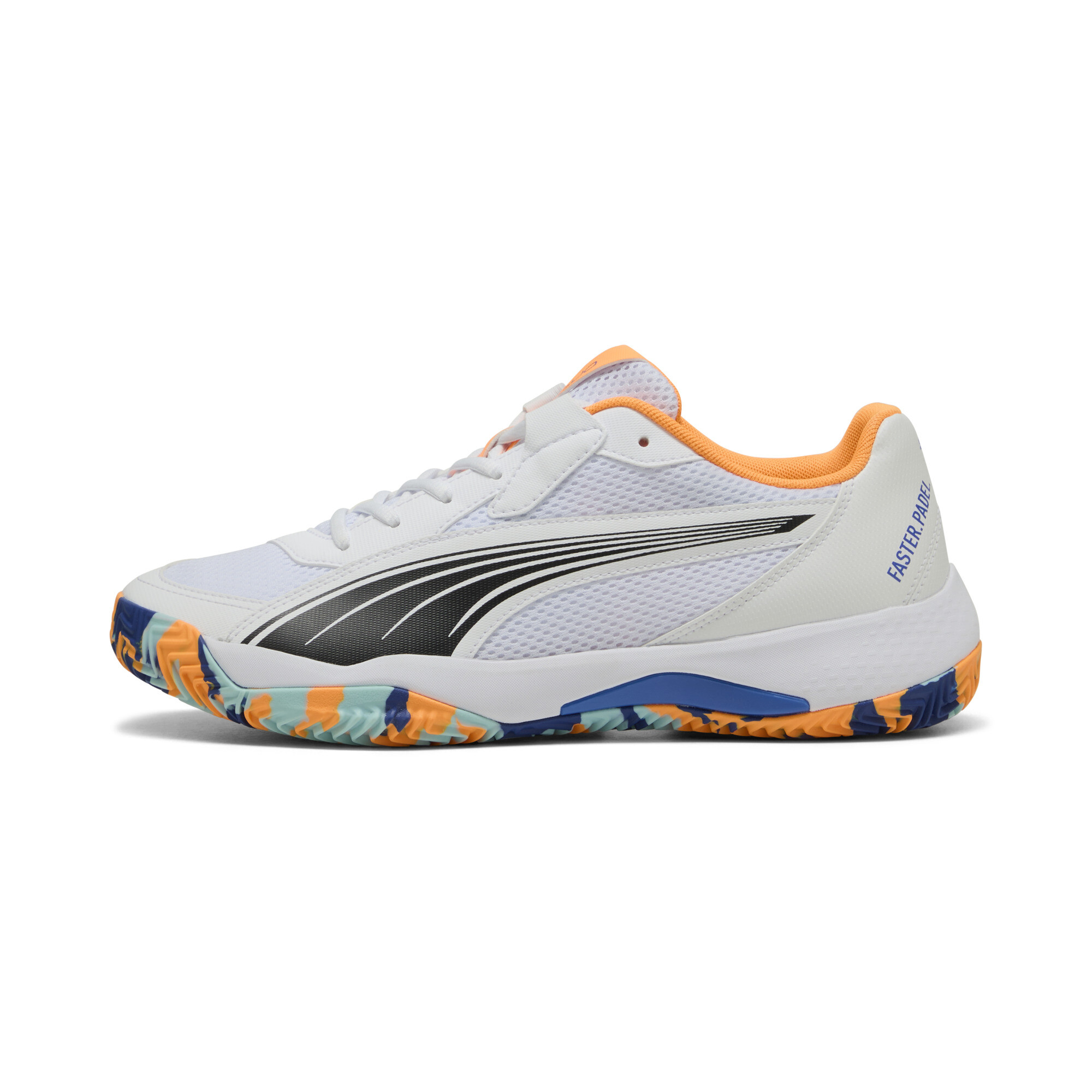 Puma NOVA Court Padelschuhe | Mit Colorful | White/Black/Vivid Blue | Größe: 38.5