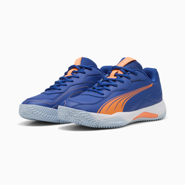 NOVA Smash Padel Shoes, Vivid Blue-PUMA White-Heat Fire, large-ZAF